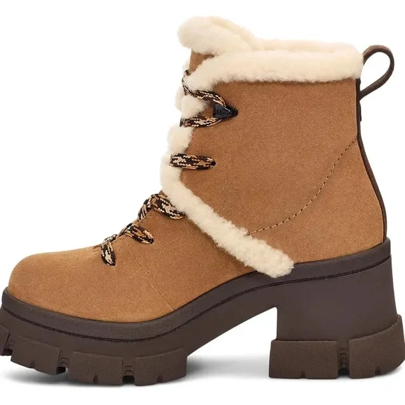 UGG Brooklyn Water Resistant Hiker Boot with Genuine Shearling Trim (Women) - Picture 2 of 10